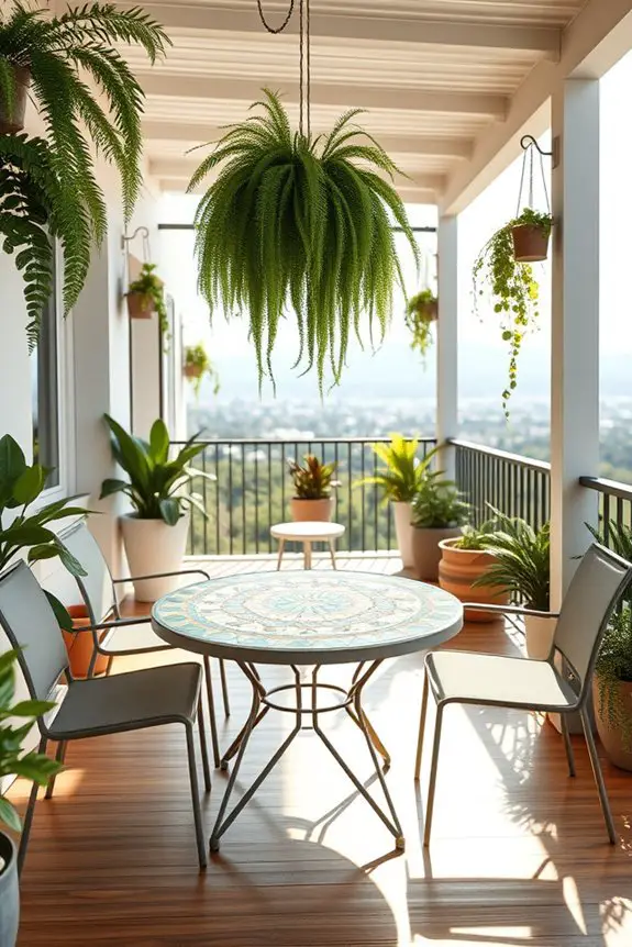mosaic table enhances outdoor charm