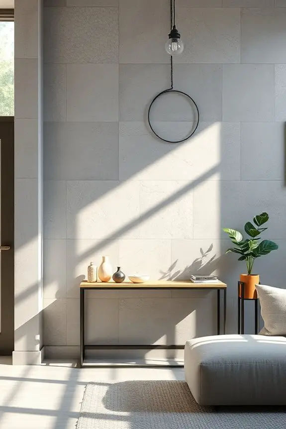 mosaic tiled concrete wall design