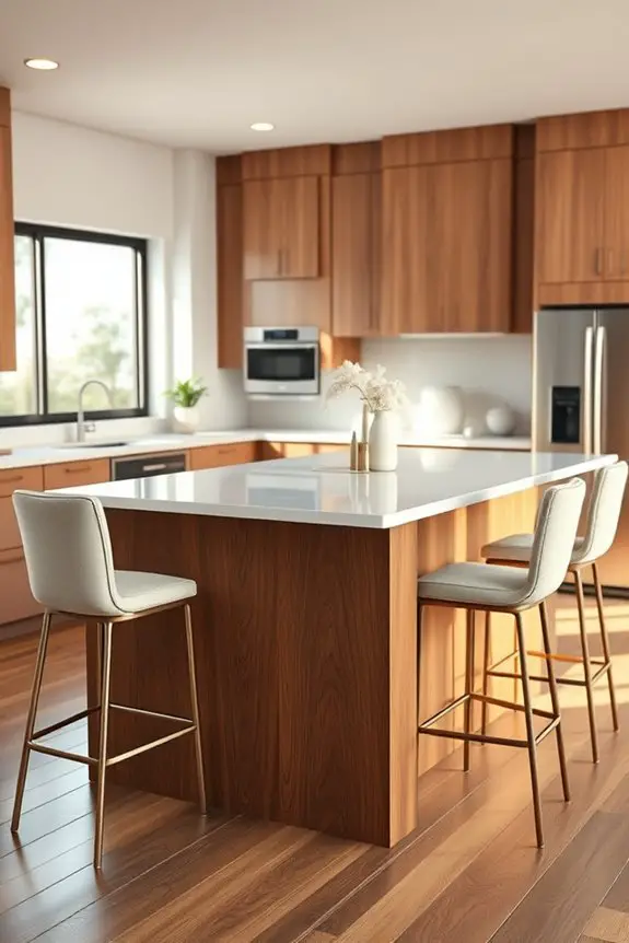 multi level brown kitchen island