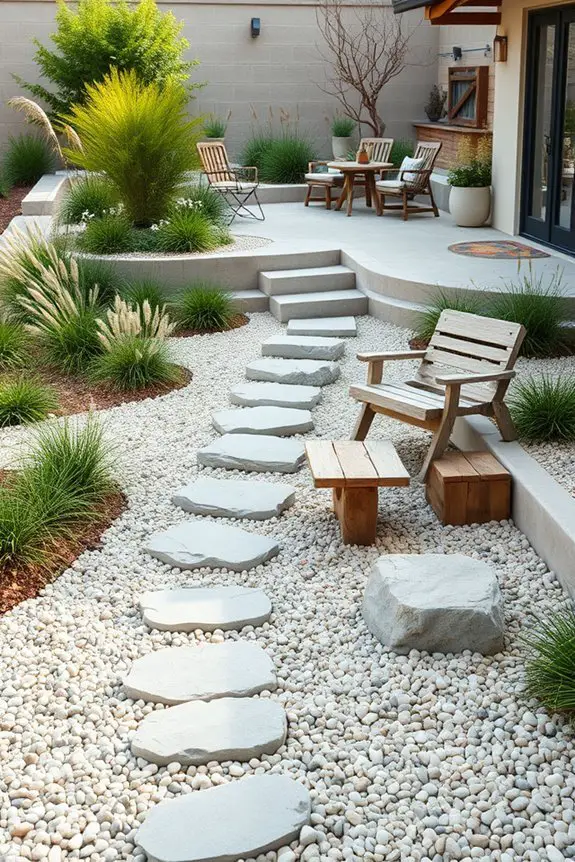 multi level gravel patio design