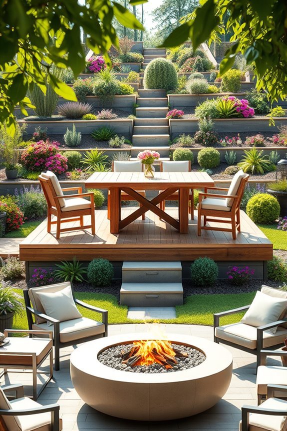 multi level outdoor dining zones