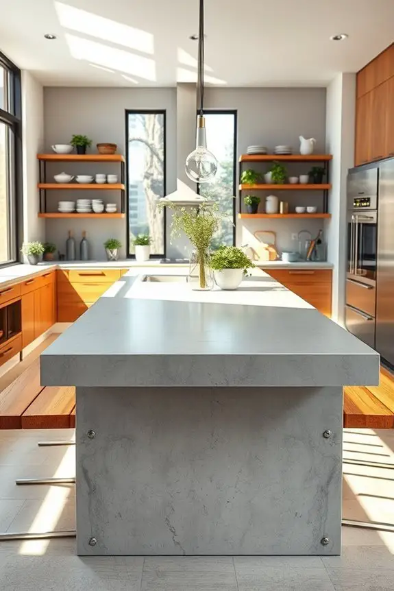 multifunctional concrete kitchen island