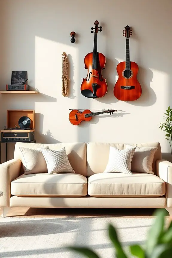 musical instruments wall display