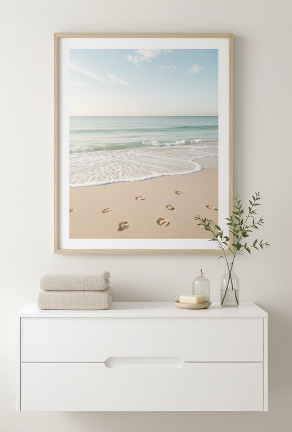 muted coastal spa prints
