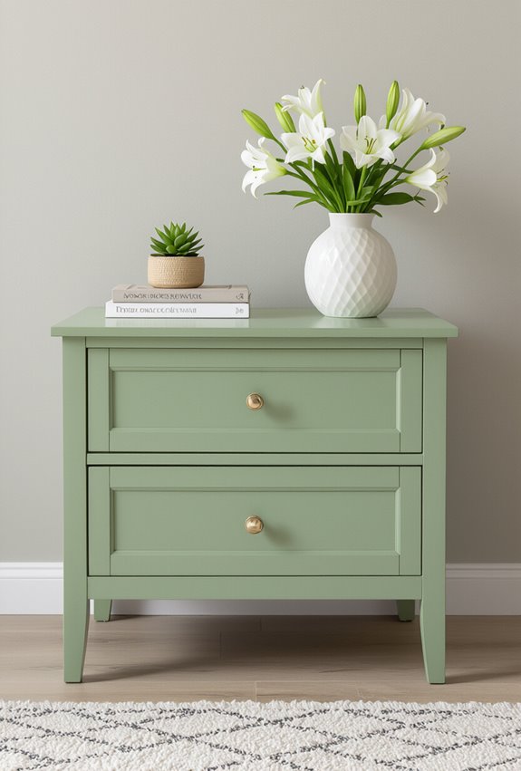 muted sage with brass accents