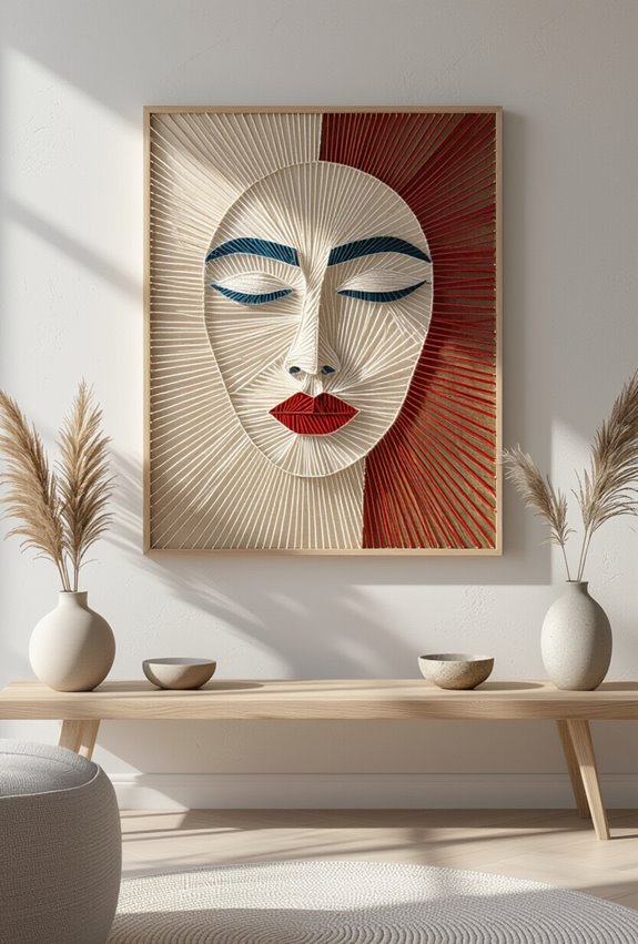 nailed threaded expressive geometric portraits