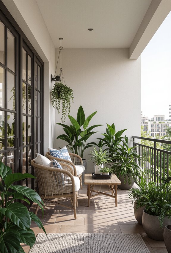 narrow balcony cozy compact patio