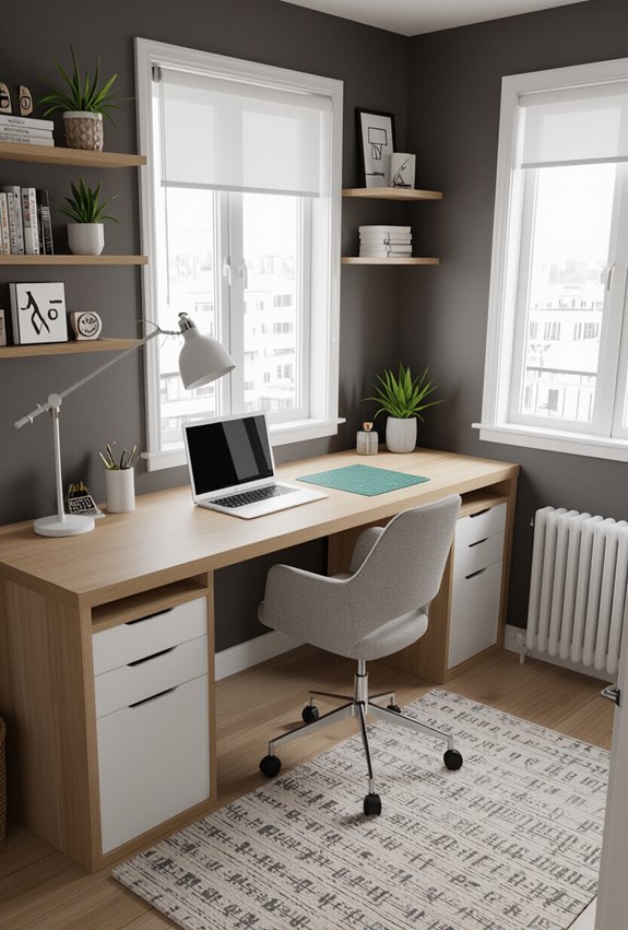 narrow galley dual purpose workspace