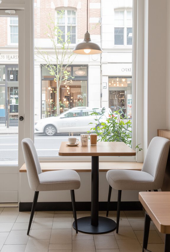 narrow two person bistro tables
