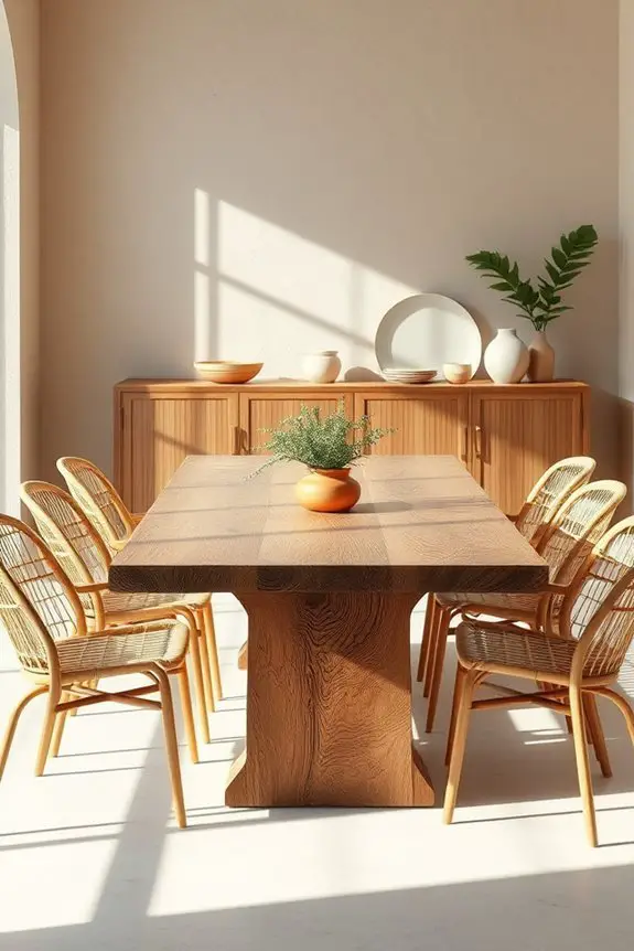 natural materials enhance dining