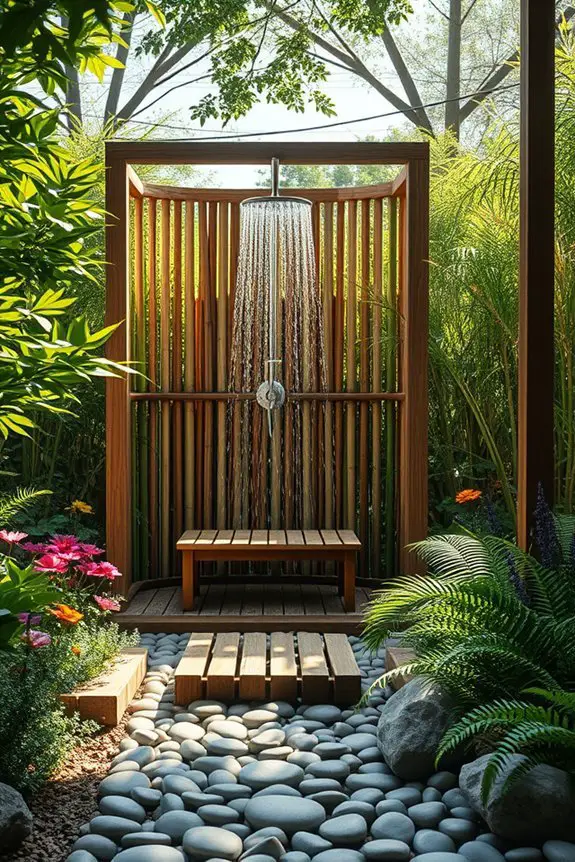 natural outdoor shower retreat