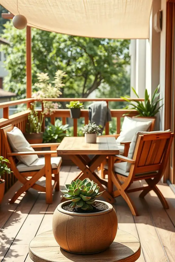 natural wood balcony accents