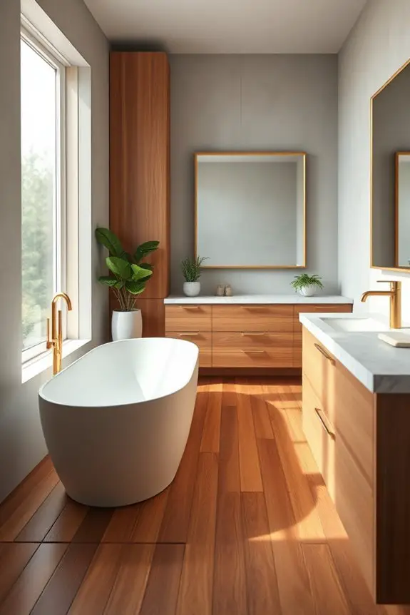 natural wood bathroom accents