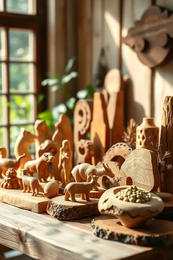 natural wooden wildlife sculptures