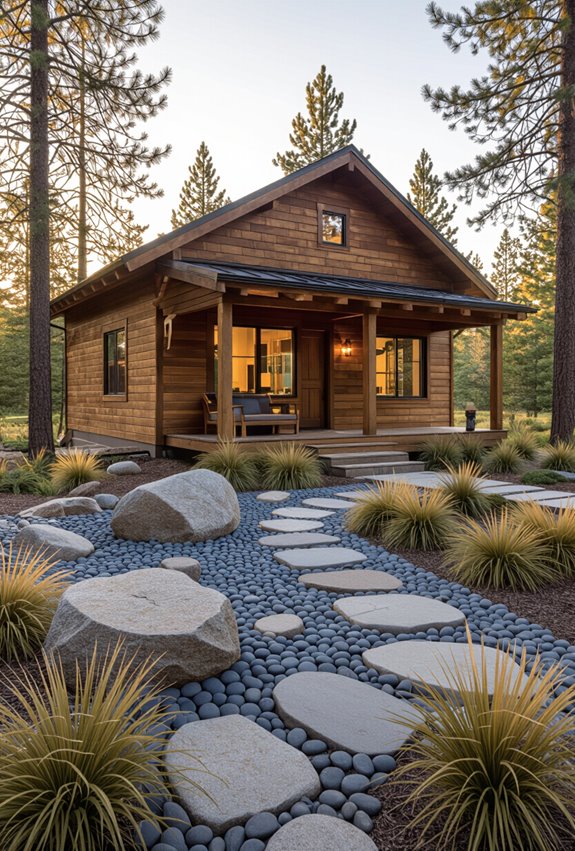 naturalistic low maintenance rockscape arrangement