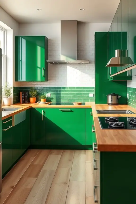 nature inspired green cabinets