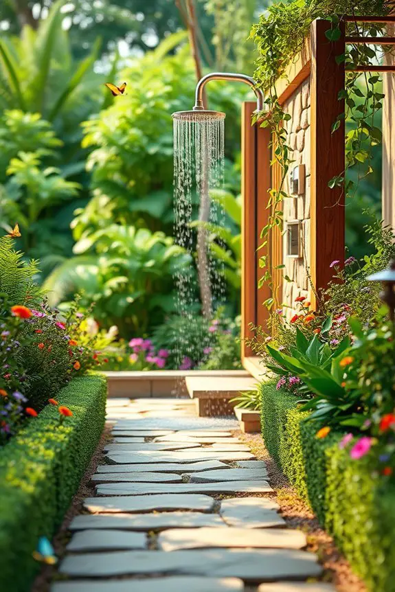 nature inspired outdoor shower oasis