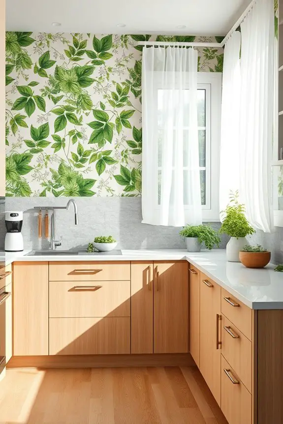 nature themed kitchen wallpaper ideas
