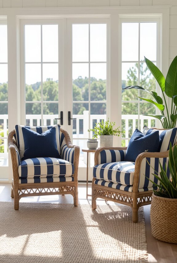 nautical striped coastal accent chairs