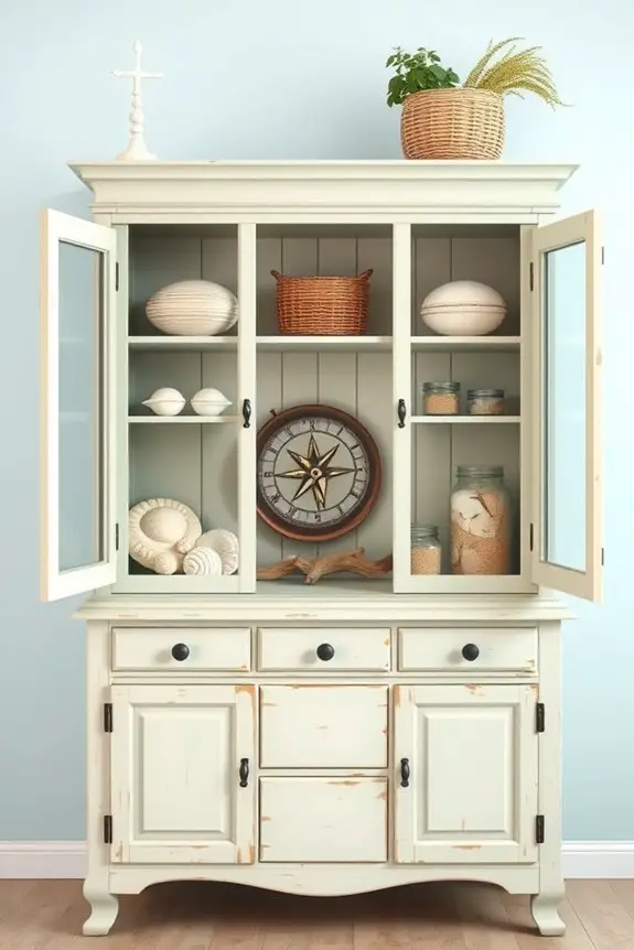 nautical themed hutch makeover