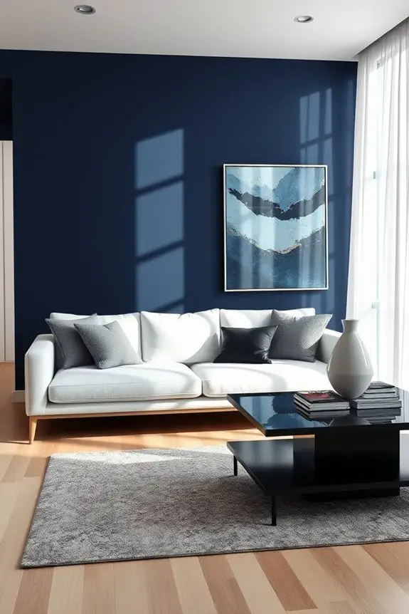 navy blue accent walls