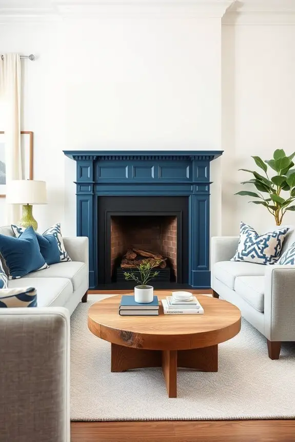 navy blue fireplace elegance
