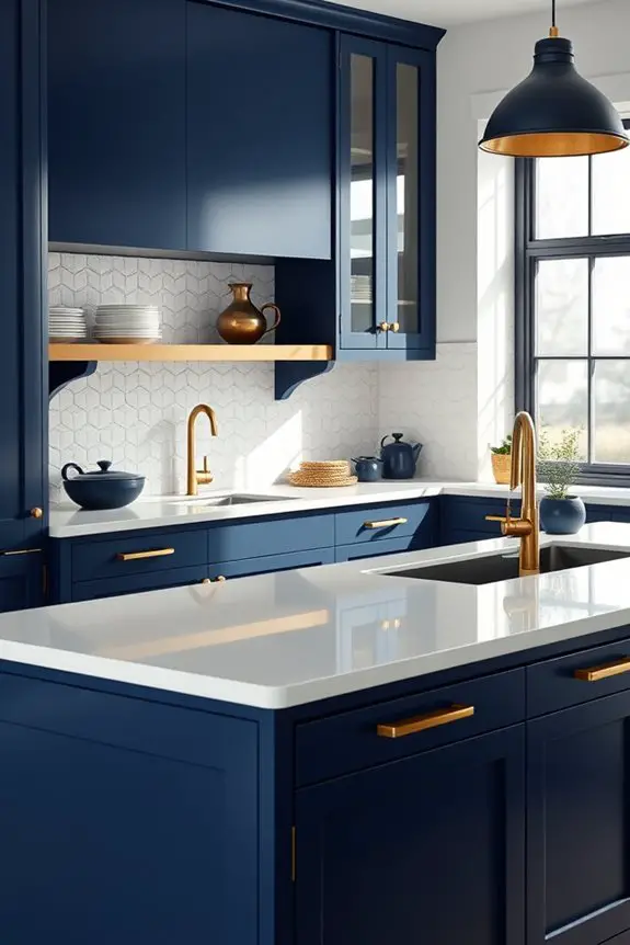 navy blue kitchen elegance