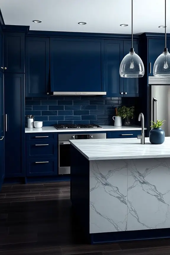 navy blue kitchen elegance