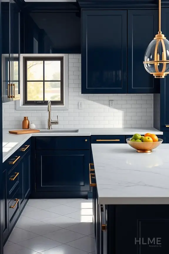 navy cabinets gold elegance