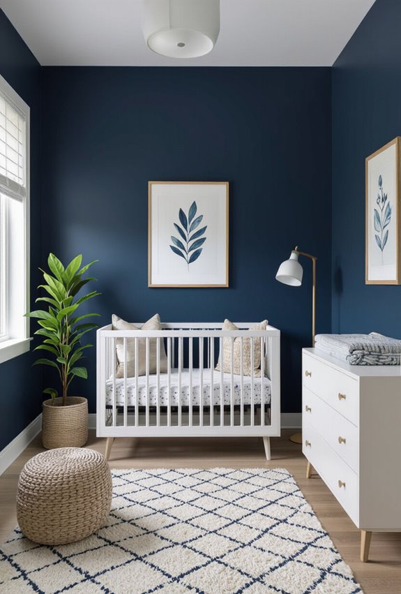 navy gold cozy nursery