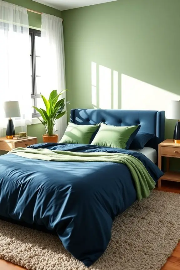 navy green bedroom elegance