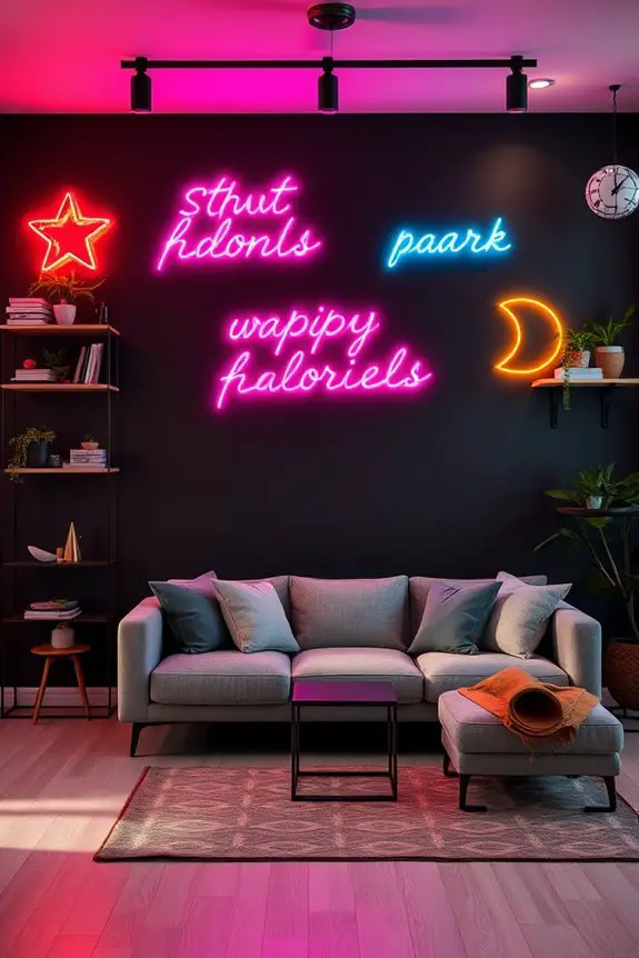 neon signs enhance black wall