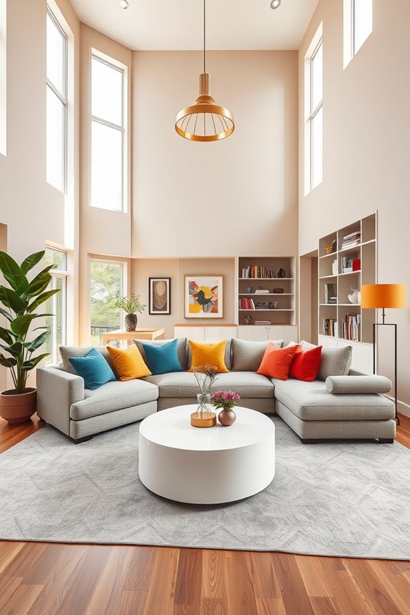 neutral base colorful accents