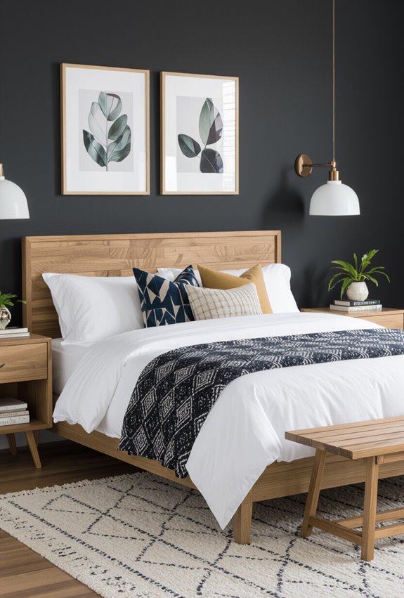 neutral bedding anchors maximalist art
