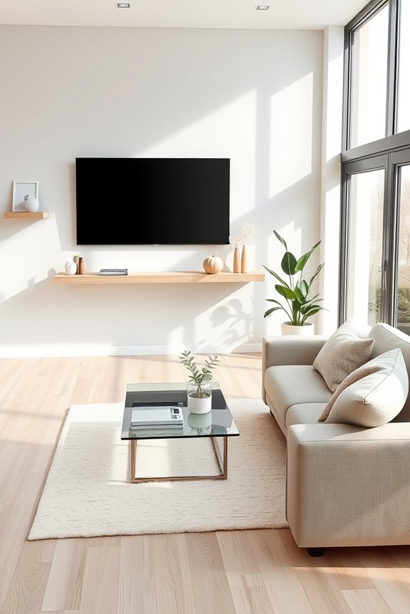 neutral floating tv stand