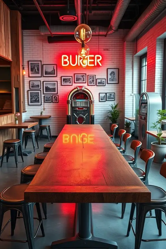 nostalgic neon burger decor