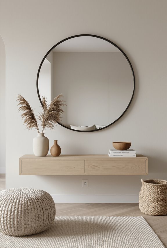 one oversized framed mirror