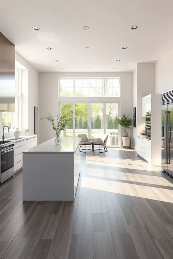 open concept gray kitchen