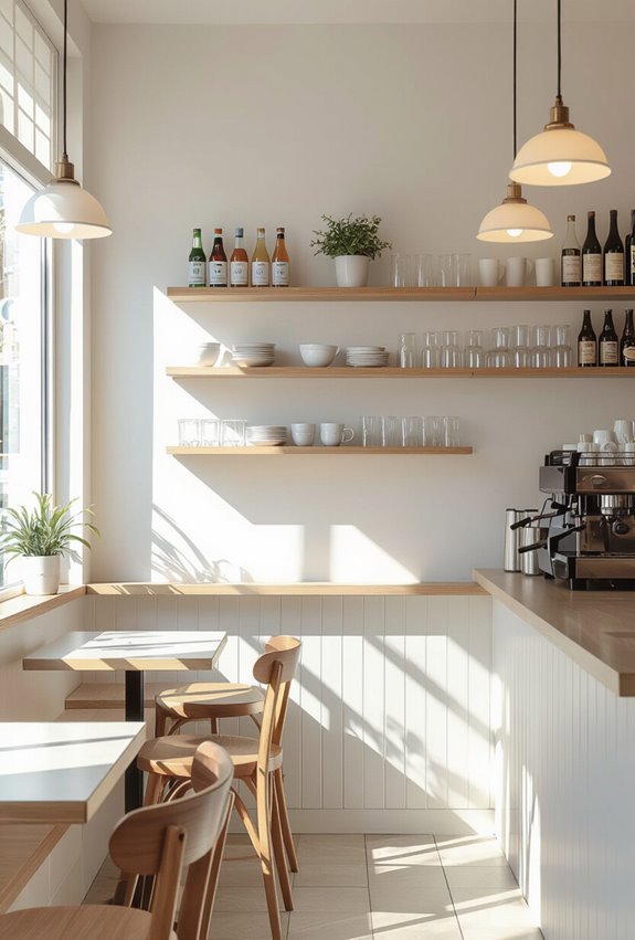 open frameless floating shelves