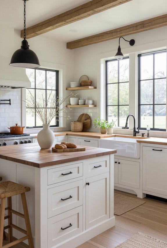 open kitchen to farmhouse dining