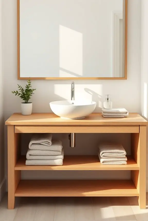 open shelf bathroom organization