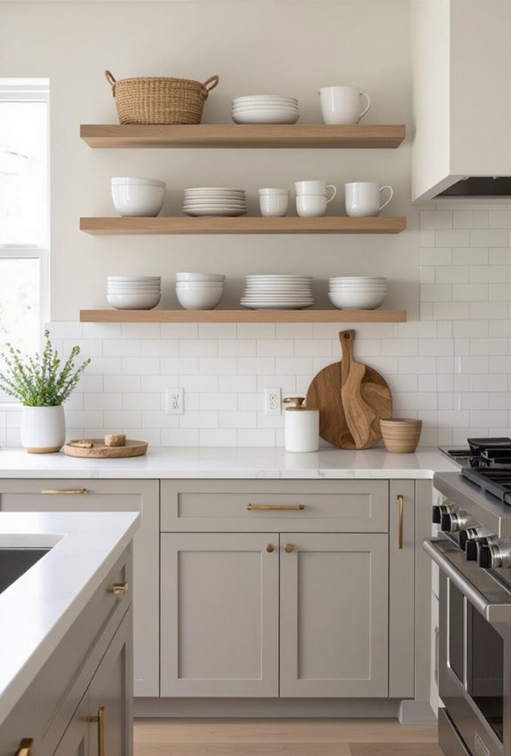 open shelves curated functional display