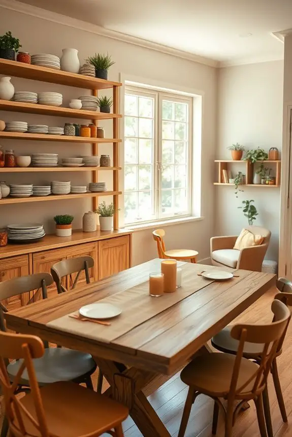 open shelves enhance ambiance