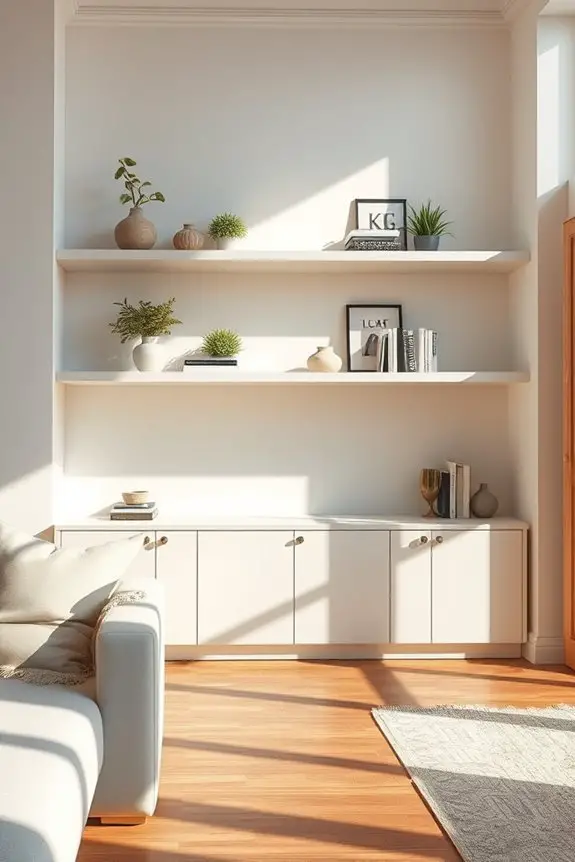 open shelving built in cabinets