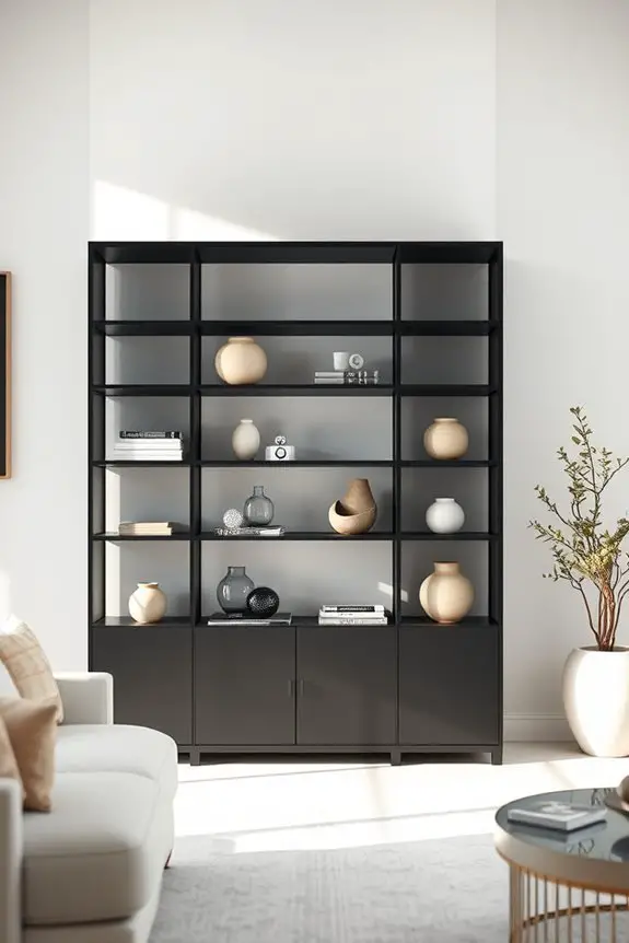open shelving display cabinets