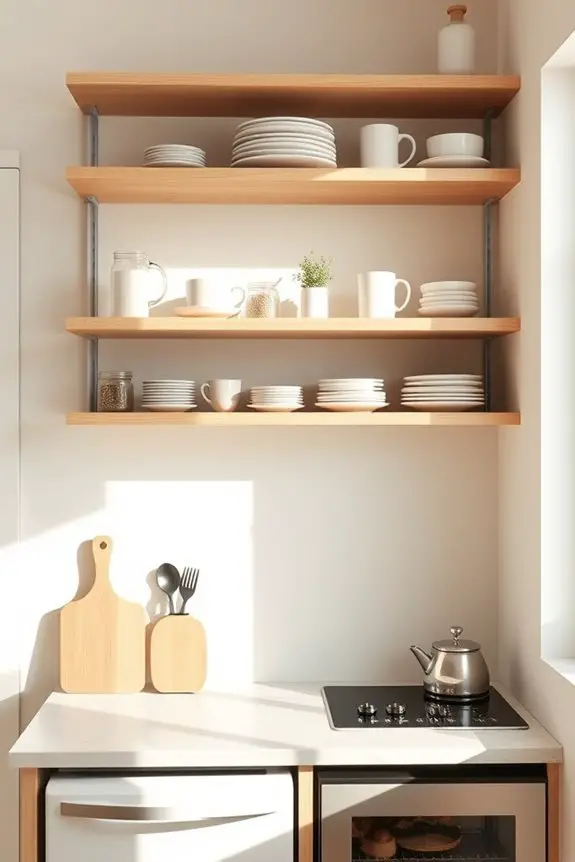 open shelving enhances accessibility