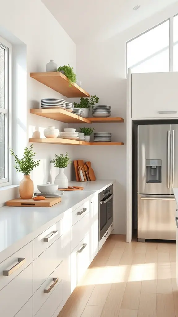 open shelving enhances functionality