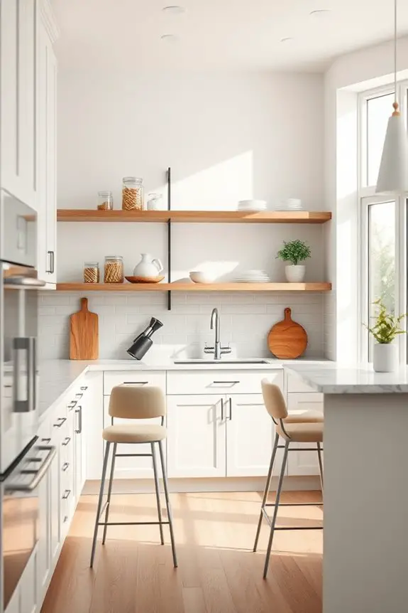 open shelving enhances kitchens