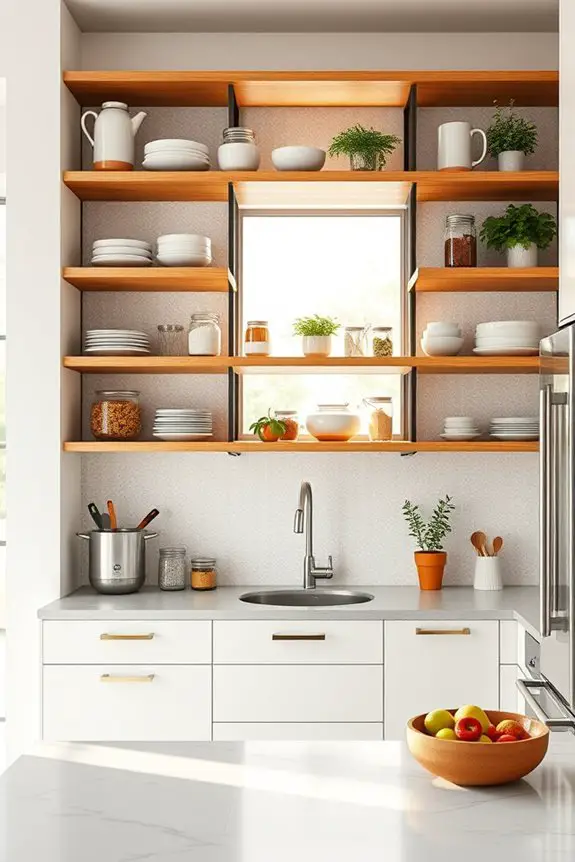 open shelving kitchen storage