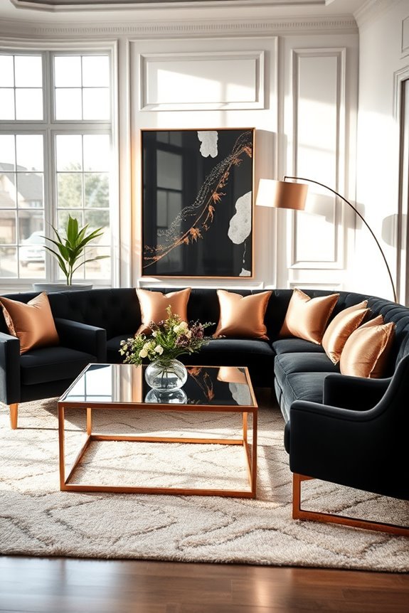 opulent black and rose gold